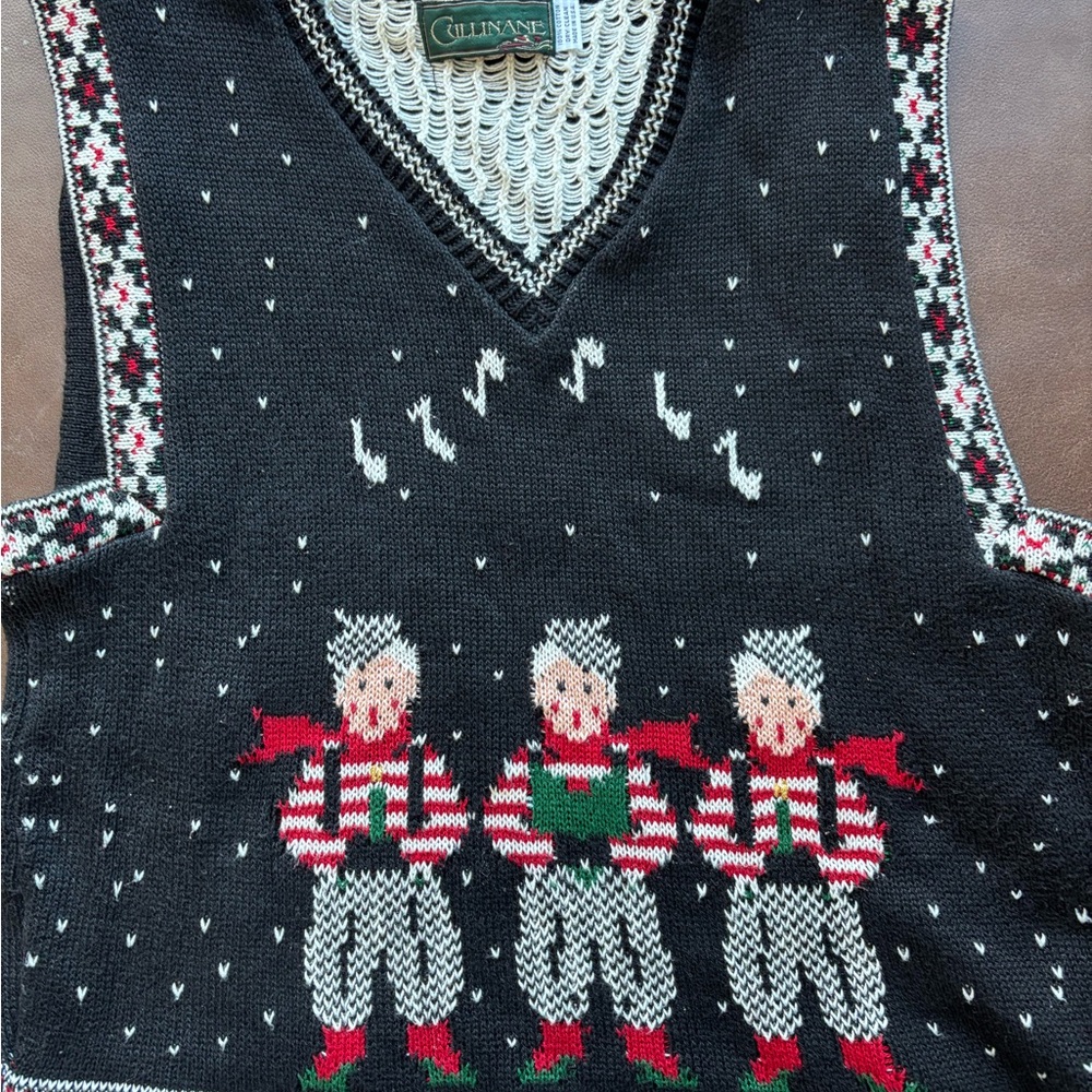 Vintage Cullinane Christmas Caroler Size M Vest Made in USA 100% Cotton